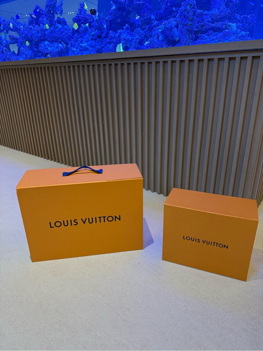 Louis Vuitton Orange Gift Boxes with Navy Handle - Pair